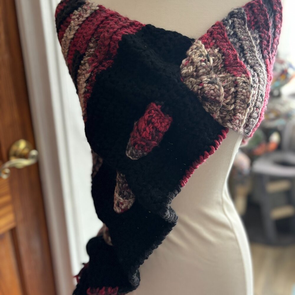 Handmade Crochet over the head scarf.